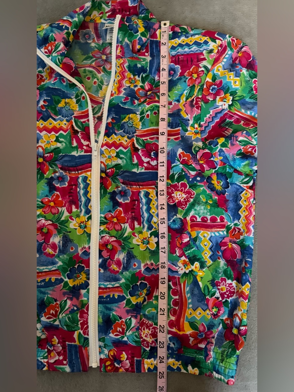 Vintage Koret Floral Windbreaker Jacket Retro 80s 90s Multicolor Zip Up Sz S - Picture 7 of 8